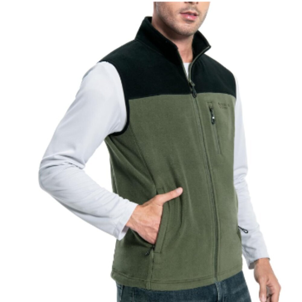 Pioneer Camp Men's Green Black Outdoor Warm Cozy Gorpcore Fleece Vest Size M